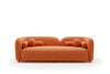 Bodur Japandi Style Luxury Modern Orange Boucle Fabric Curvy Arm Couch