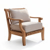 Mosko Premium Indonesia Teak Wood Outdoor Lounge Chair with Beige Cushion