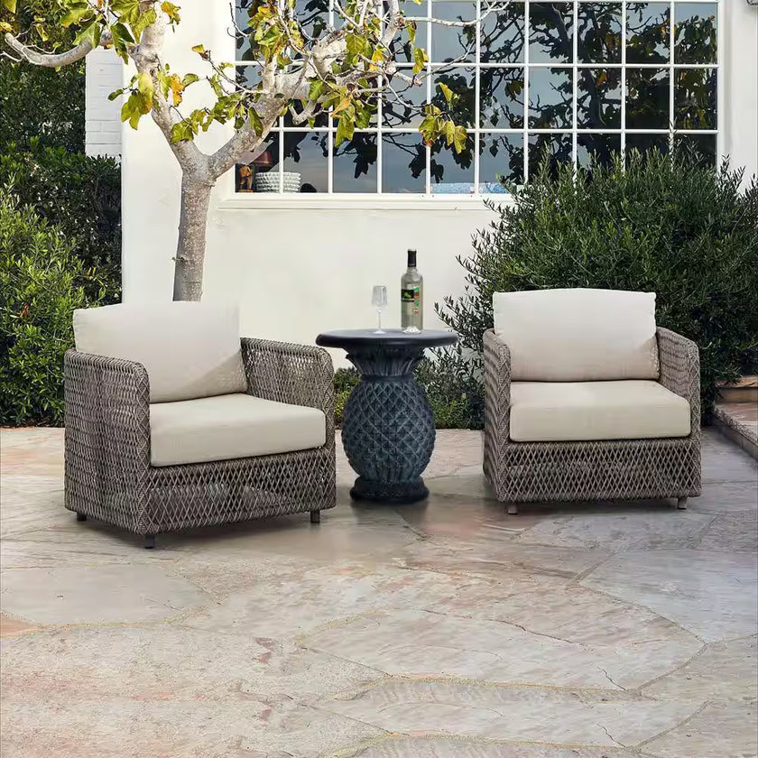 Round Gray Ceramic 21 In. H Outdoor Side Table