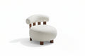 Amelia off White and Walnut Boucle Fabric Upholstered Accent Slipper Chair, Solid Wood