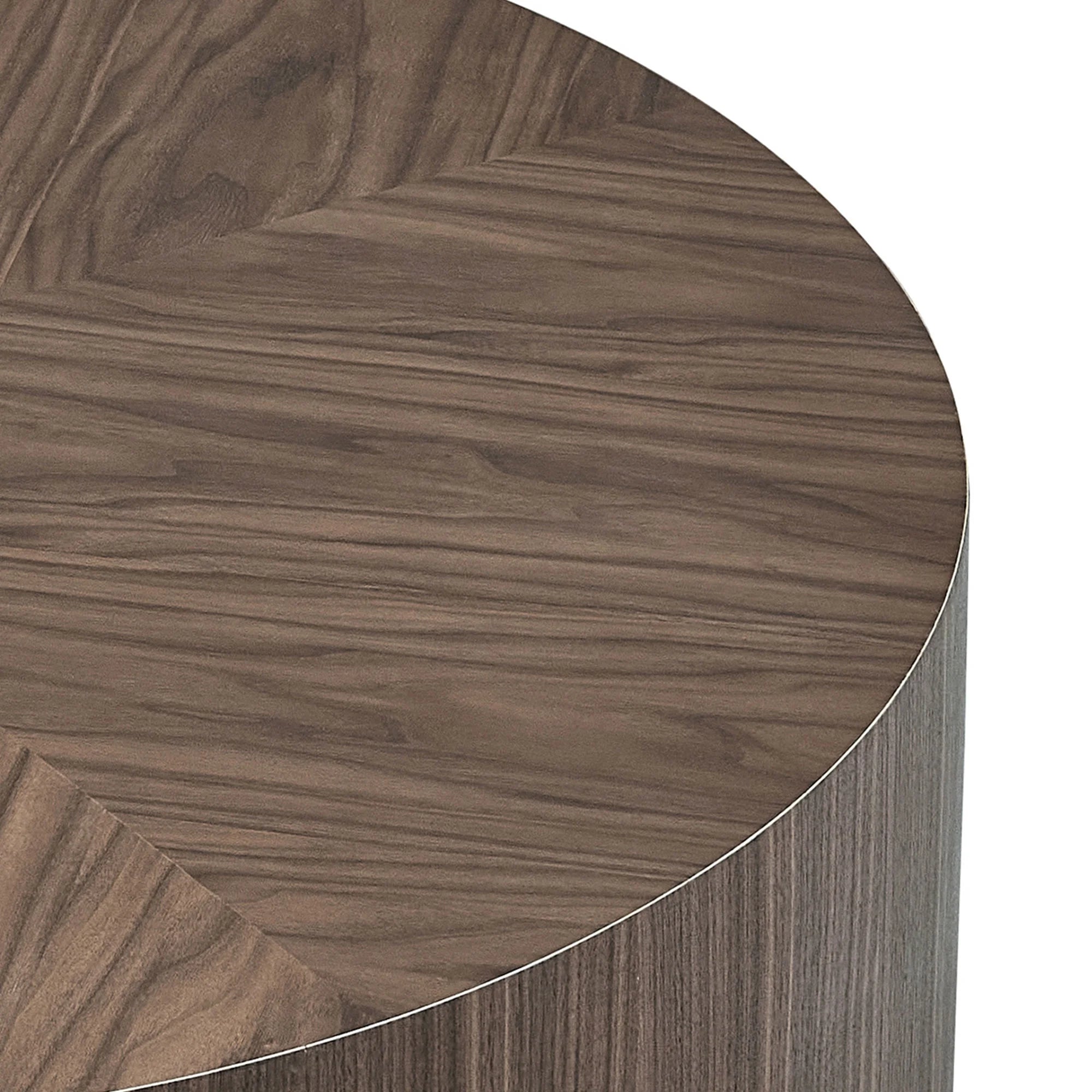 35.43 Inch Modern round Coffee Table MDF Coffee Table for Living Room,Drum Center Table for Apartment,No Need Assembly,Walnut