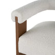 Celina Cream Polyester Curved Back Mid Century Modern round Boucle Accent Chair with Brown Wood Frame