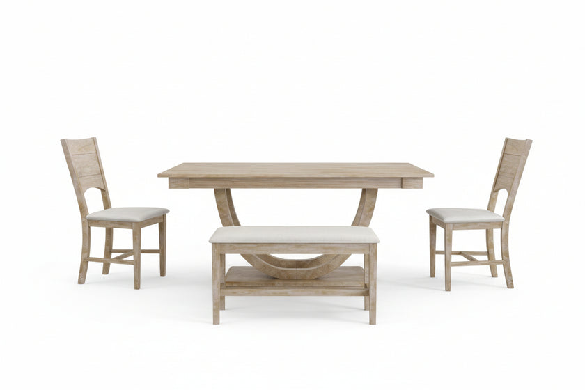 Hama 6-Piece Half-Round Wood Dining Set