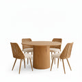 Alexandrina 4 - Person Dining Table Sets with 41.5'' round Table & 4 Boucle Fabric Chairs