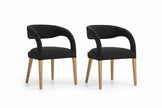 Pinnacle Boucle Upholstered Dining Chair Set of 2 in Black