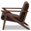 Baxton Studio Bianca Mid-Century Modern Walnut Wood Dark Brown Distressed Faux Leather Lounge Chair