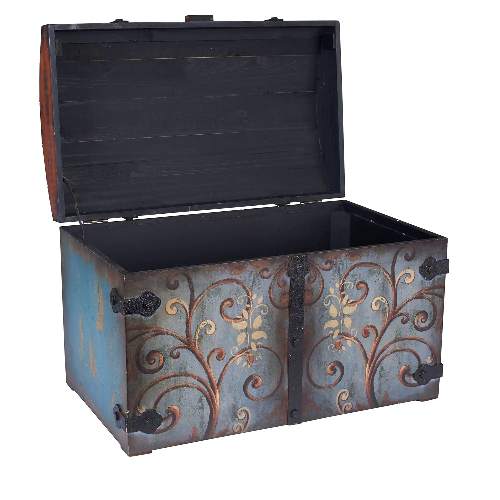 Decorative Trunk with Metal Accents and Lid with Latch - 14.5