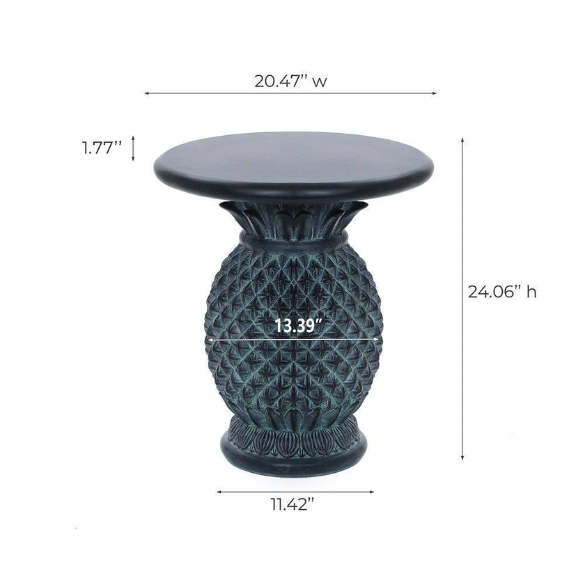 Round Gray Ceramic 21 In. H Outdoor Side Table