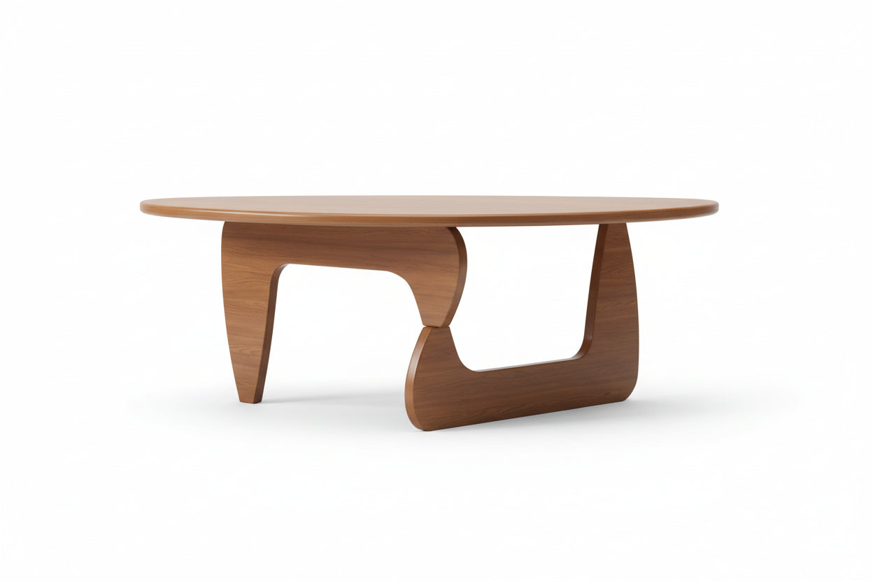 Wood Coffee Table, Mid Century Modern Triangle Coffee Table for Living Room, Rus