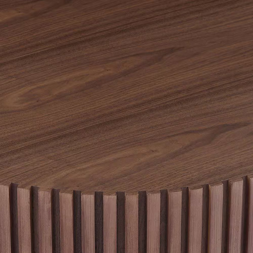 WALNUT MDF Coffee Table 31.49 In. Modern Handcraft Drum Outdoor Coffee Table round Wood Coffee Table