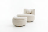 Juliet Modern Boucle Chaise & Storage Ottoman, Pearl