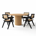Cane Dining Chairs Set of 4, Rattan Kitchen Chairs Black for Dining Room with Armrest, Customized