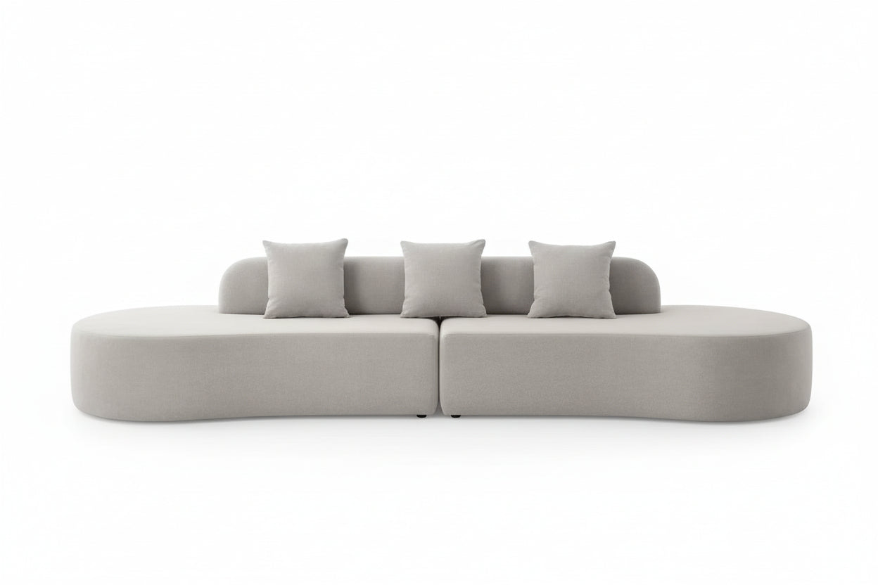 130.5" Curved Sofa, Cloud Sectional Boneless Sofa Couch, 3-Seater Oversized Modern Compressed Lounge Couch for Living Room Apart