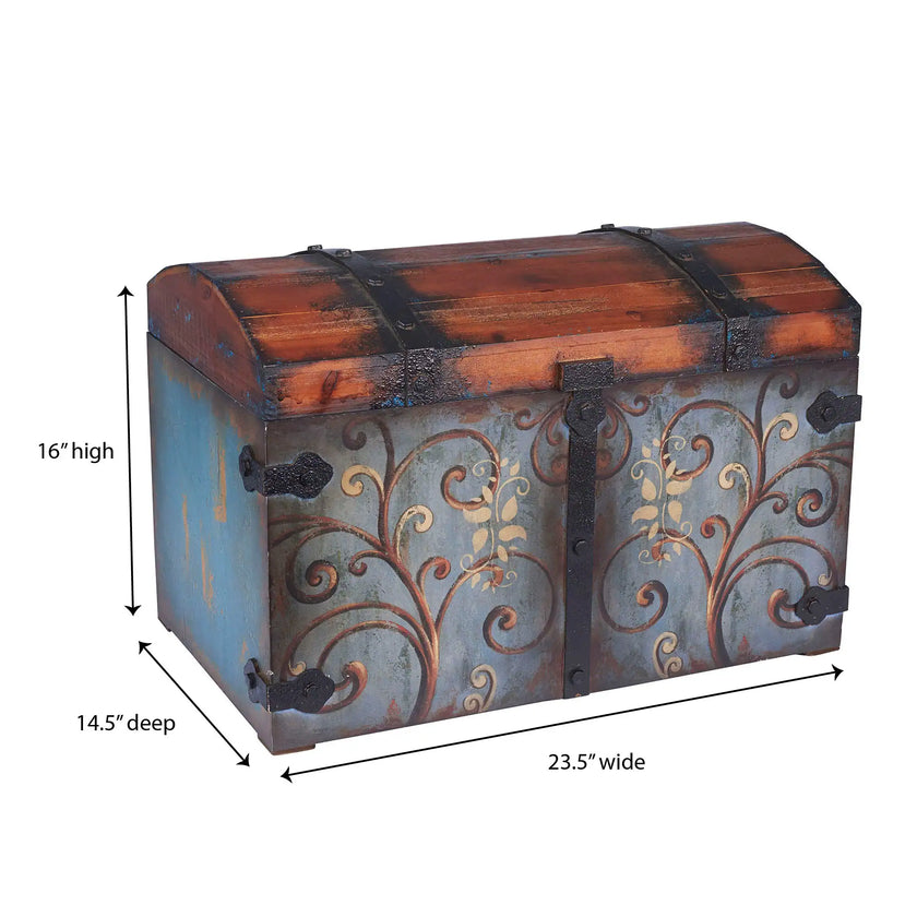 Decorative Trunk with Metal Accents and Lid with Latch - 14.5