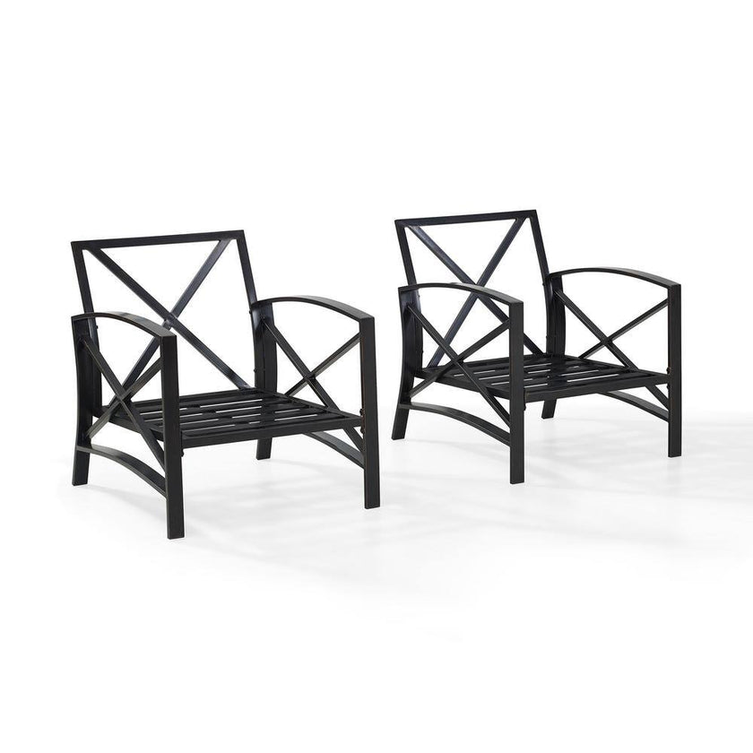 Kaplan 2-Piece Metal Patio Outdoor Seating Set with Oatmeal Cushion - 2-Outdoor Chairs