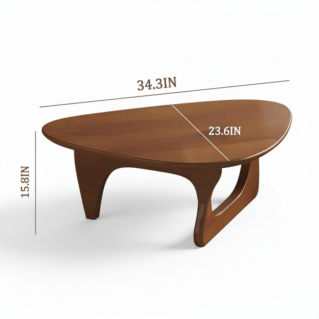 Wood Coffee Table, Mid Century Modern Triangle Coffee Table for Living Room, Rus