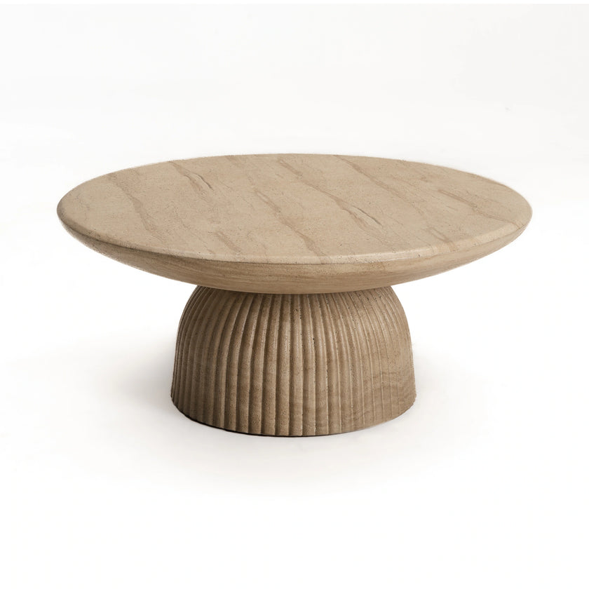 Maddox Single round Coffee Table Stone Marble Effect