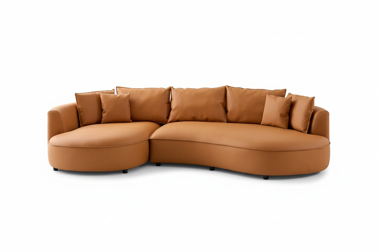 5-Seat Modern Sectional Curved Sofa Couch for Living Room Apartment Office,Orange