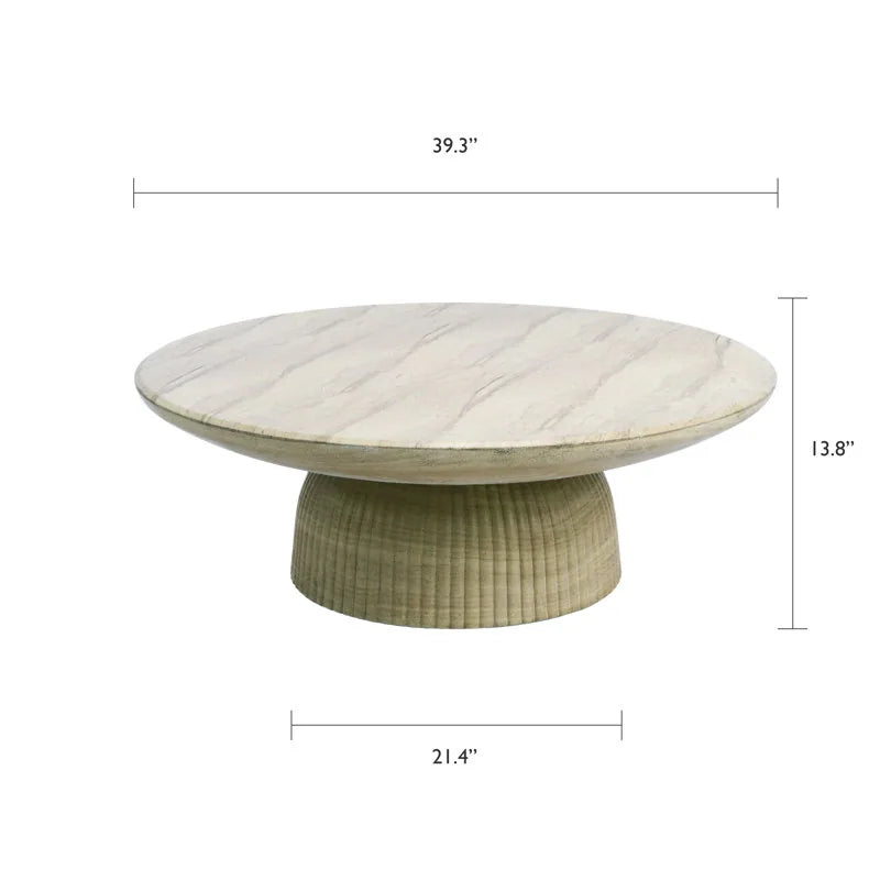 Maddox Single round Coffee Table Stone Marble Effect