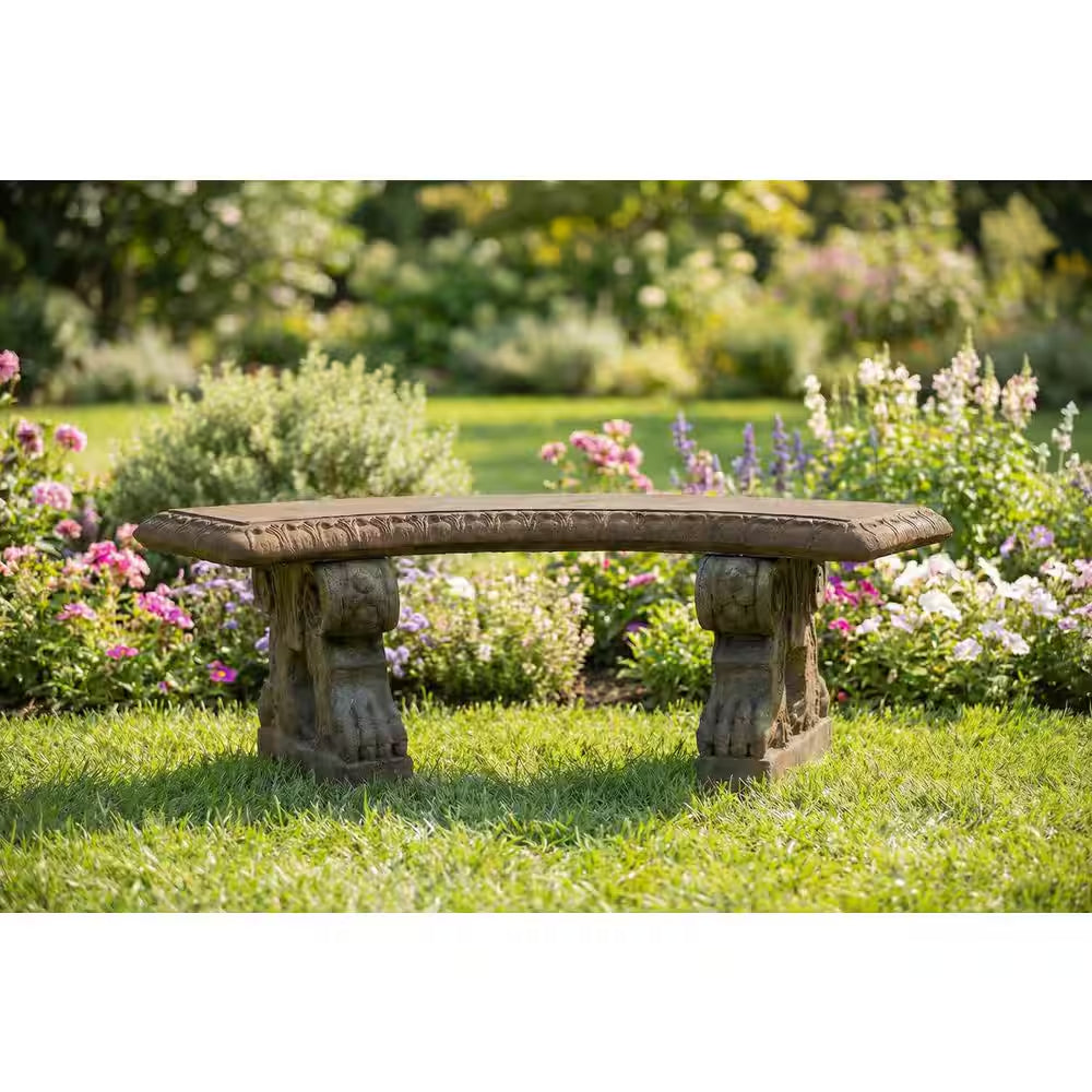 Large Curved Bench with Claw Legs