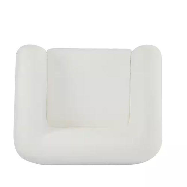 Irlas Modern Upholstered Boucle Club Chair, Birch Wood, White plus Walnut
