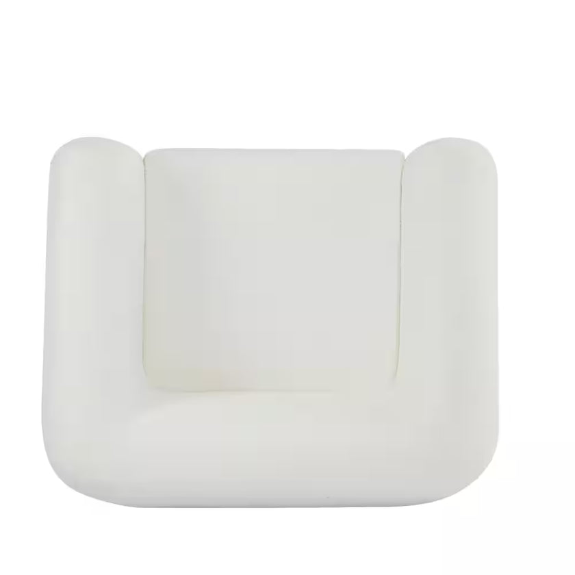 Irlas Modern Upholstered Boucle Club Chair, Birch Wood, White plus Walnut