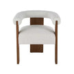 Celina Cream Polyester Curved Back Mid Century Modern round Boucle Accent Chair with Brown Wood Frame
