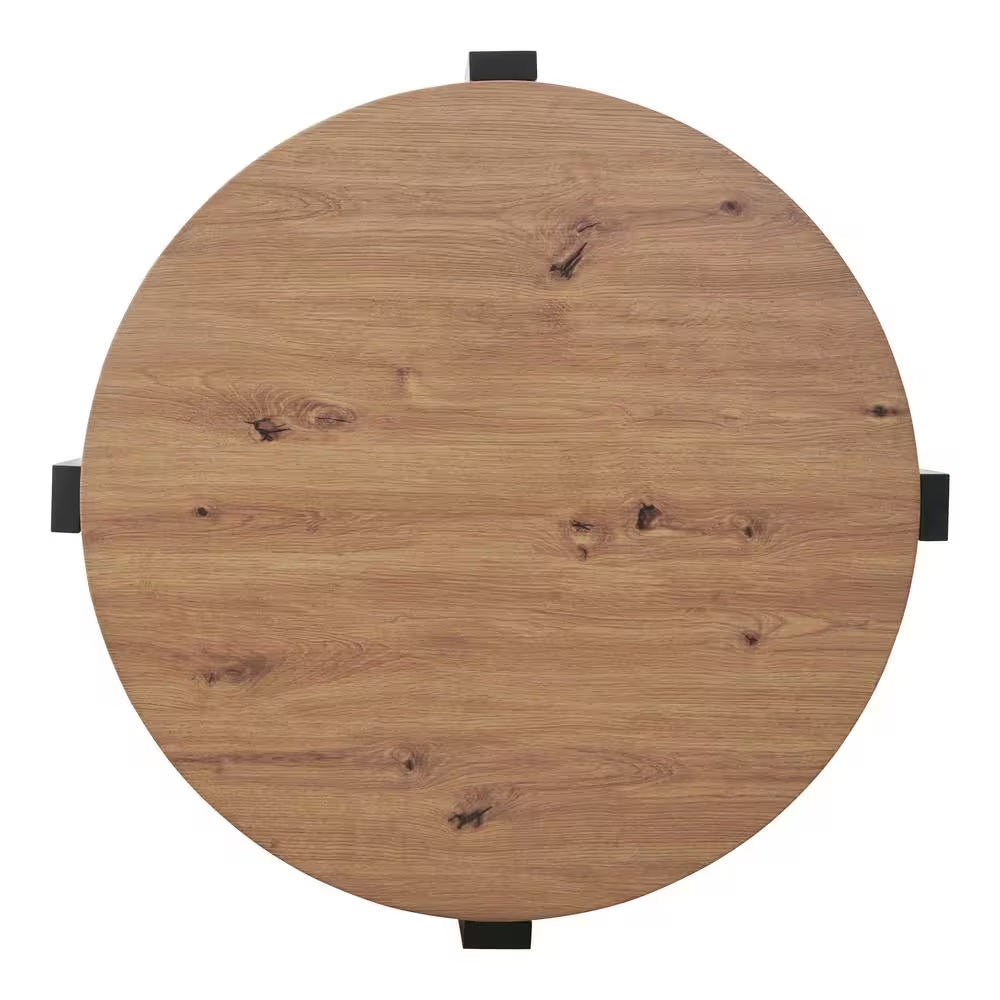 Darcie 36 In. Natural Faux Wood round Cocktail Coffee Table