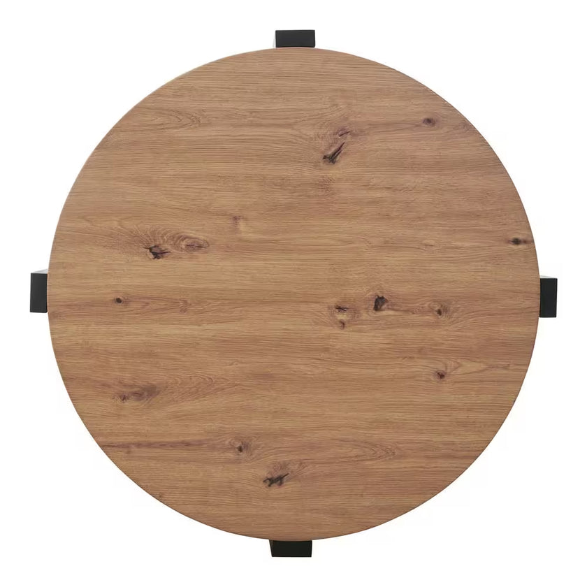 Darcie 36 In. Natural Faux Wood round Cocktail Coffee Table