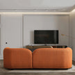 Bodur Japandi Style Luxury Modern Orange Boucle Fabric Curvy Arm Couch