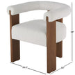 Celina Cream Polyester Curved Back Mid Century Modern round Boucle Accent Chair with Brown Wood Frame